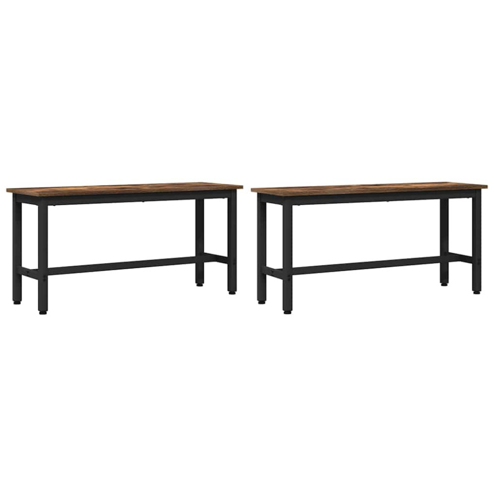 Produktbild för Matbänk 2 pcs Rökt ek 100 x 32,5 x 48,5 cm