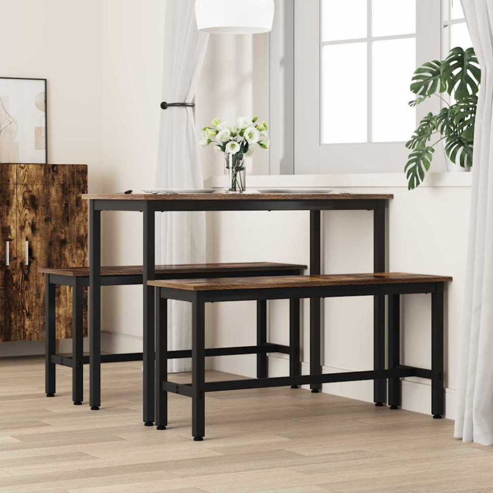 Produktbild för Matbänk 2 pcs Rökt ek 100 x 32,5 x 48,5 cm