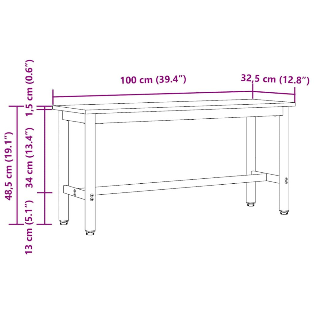 Produktbild för Matbänk 2 pcs Rökt ek 100 x 32,5 x 48,5 cm