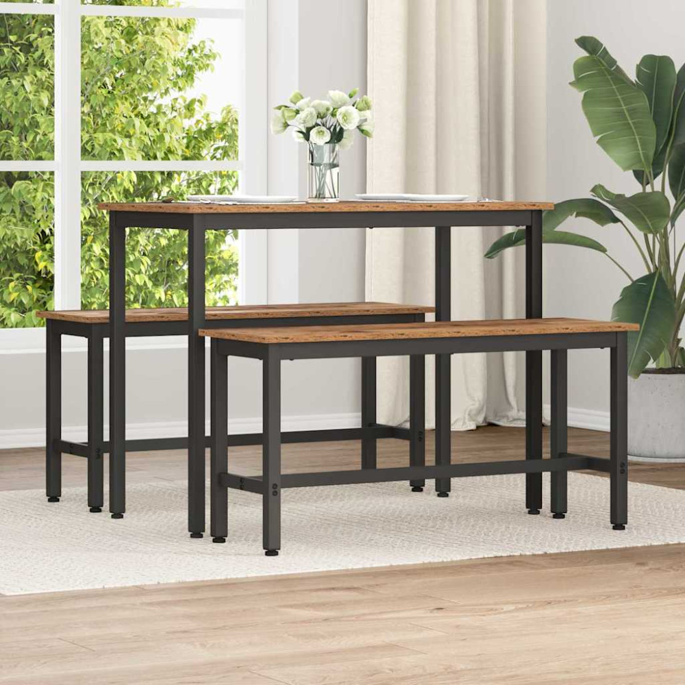 Produktbild för Matbänk 2 pcs Gammalt trä 100 x 32,5 x 48,5 cm