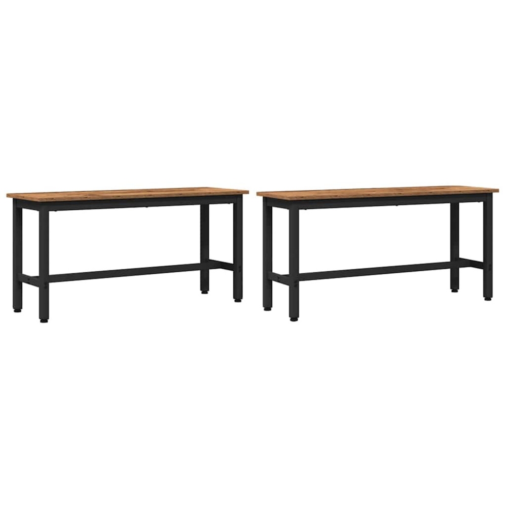 Produktbild för Matbänk 2 pcs Gammalt trä 100 x 32,5 x 48,5 cm