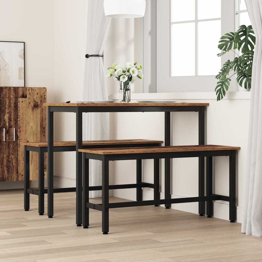 Produktbild för Matbänk 2 pcs Gammalt trä 100 x 32,5 x 48,5 cm