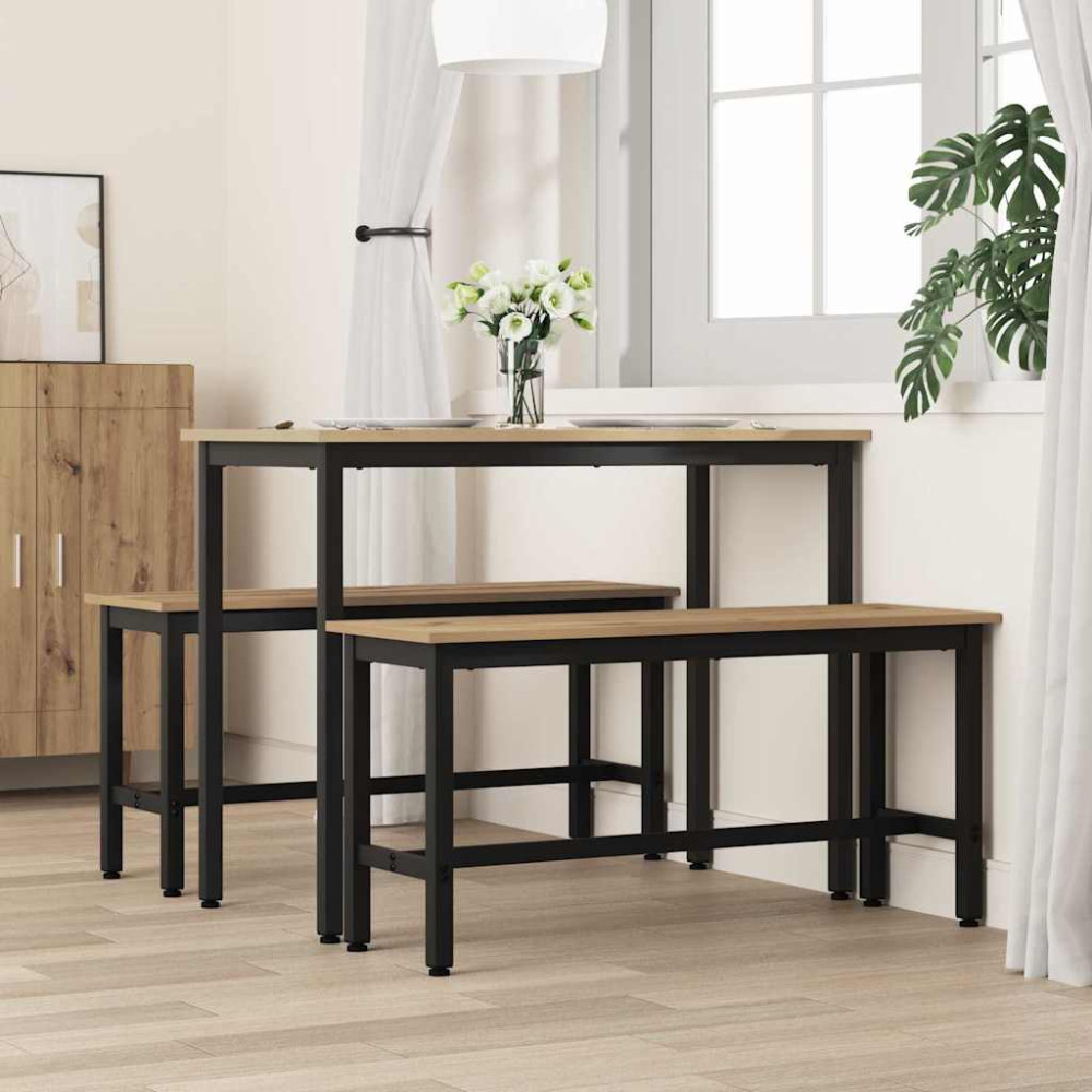 Produktbild för Matbänk 100 x 32,5 x 48,5 cm Konstruerat trä och stål