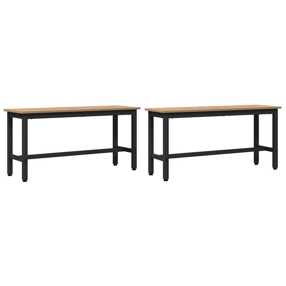 Produktbild för Matbänk 100 x 32,5 x 48,5 cm 2 st Konstruerat trä och stål