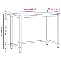 Produktbild för bord Svart Ek 80 x 50 x 76,5 cm Konstruerat trä och stål
