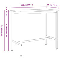 Produktbild för bord Vit 100 x 50 x 91 cm Konstruerat trä och stål