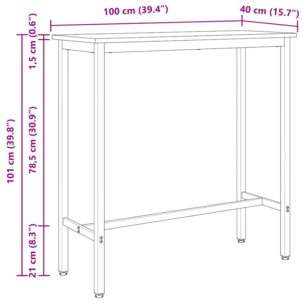 Produktbild för bord Naturfärg 100 x 40 x 101 cm Konstruerat trä och stål