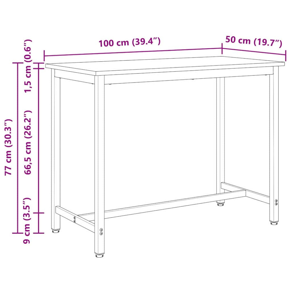 Produktbild för bord Naturfärg 100 x 50 x 77 cm Konstruerat trä och stål