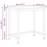 Produktbild för bord Naturfärg 80 x 50 x 77 cm Konstruerat trä och stål