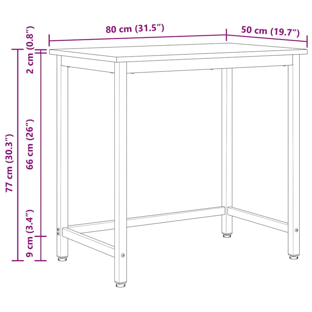 Produktbild för bord Vit 80 x 50 x 77 cm Konstruerat trä och stål