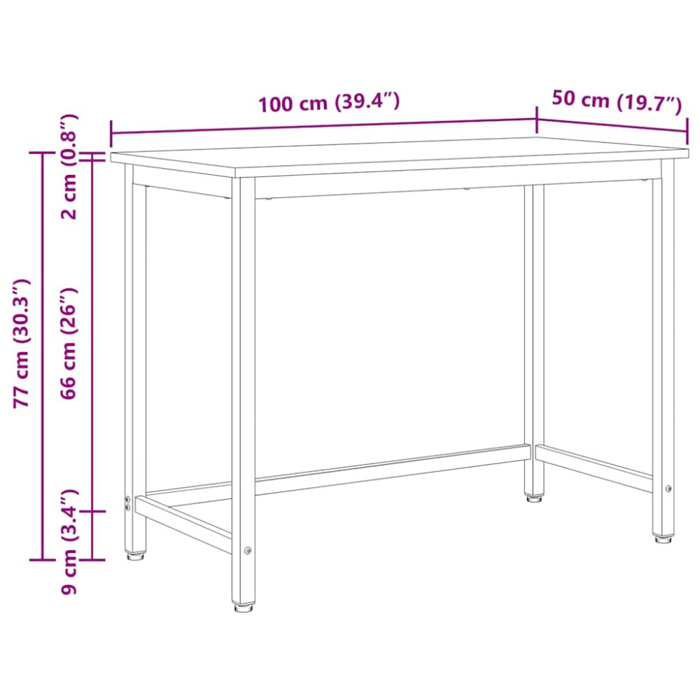 Produktbild för bord Naturfärg 100 x 50 x 77 cm Konstruerat trä och stål