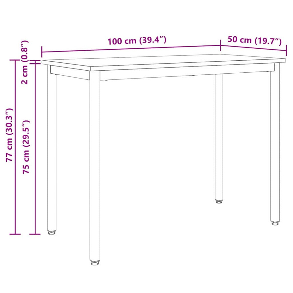 Produktbild för bord Naturfärg 100 x 50 x 77 cm Konstruerat trä och stål