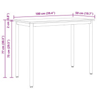 Produktbild för bord Naturfärg 100 x 50 x 77 cm Konstruerat trä och stål
