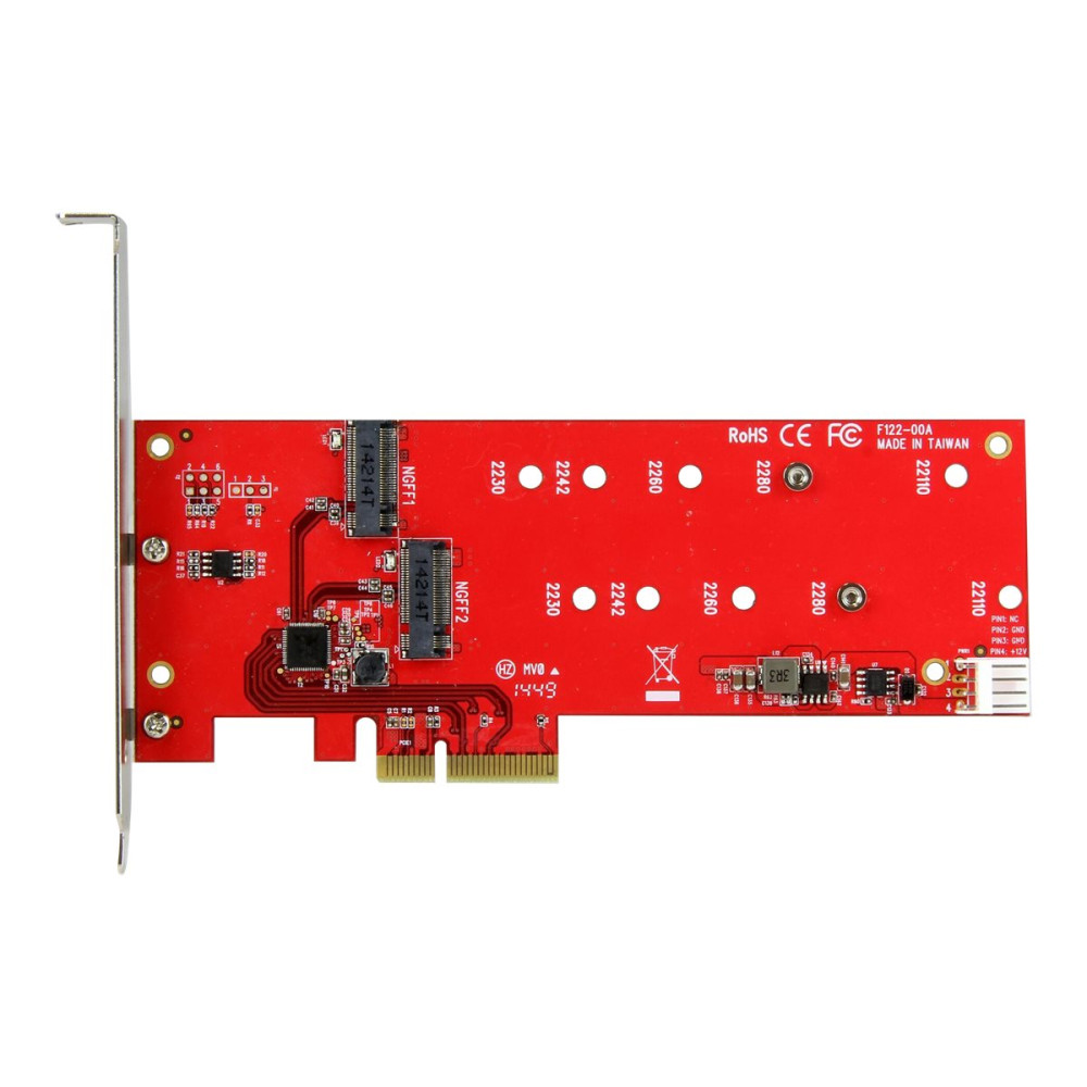 Produktbild för Startech 2x M.2 SATA SSD Controller Card - PCIe - PCI Express M.2 SATA III Controller - NGFF Card Adapter (PEX2M2) - kontrollerkort - M.2 Card / SATA 6Gb/s - PCIe 2.0 x2