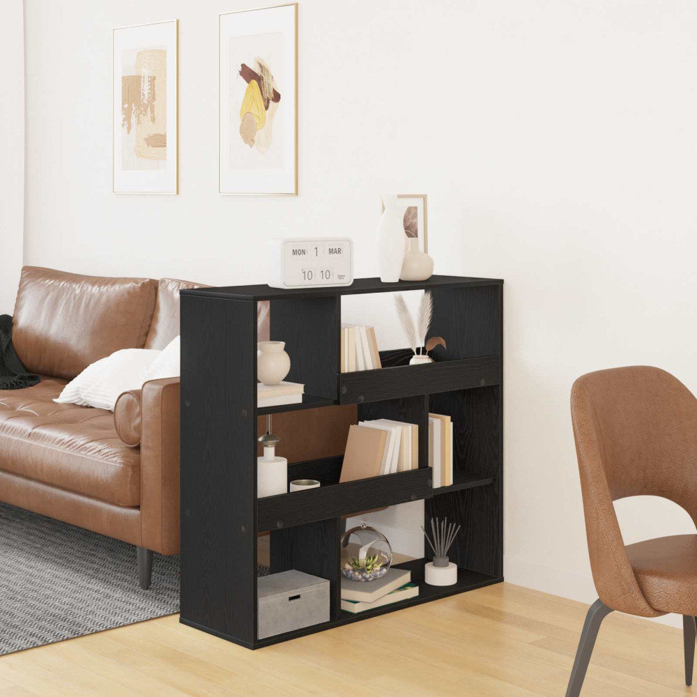 Produktbild för Bokhylla Svart Ek 100 x 33 x 94,5 cm Konstruerat trä