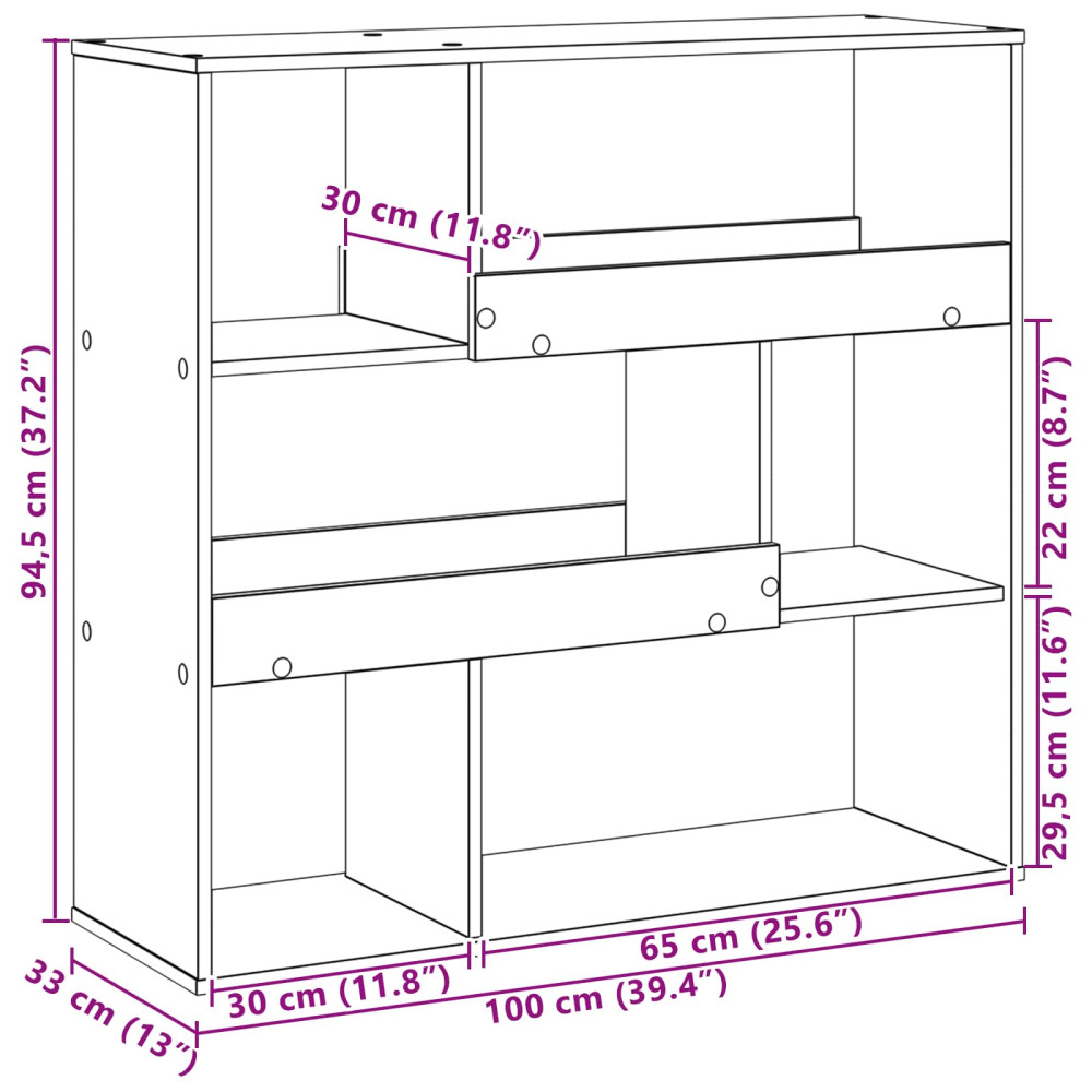 Produktbild för Bokhylla Svart Ek 100 x 33 x 94,5 cm Konstruerat trä