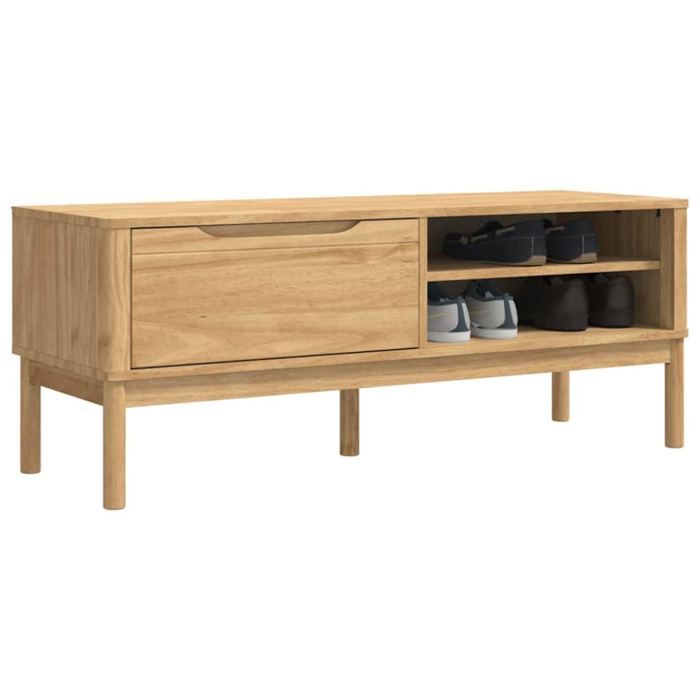 Produktbild för Hallbänk med låda FLORO Vaxbrun 115 x 40 x 45 cm Massiv furu