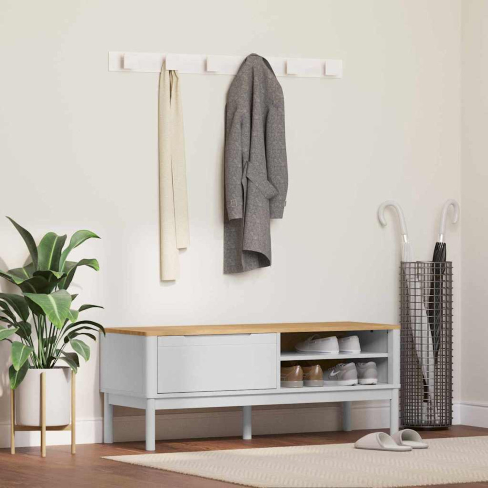 Produktbild för Hallbänk med låda FLORO Vit 115 x 40 x 45 cm Massiv furu