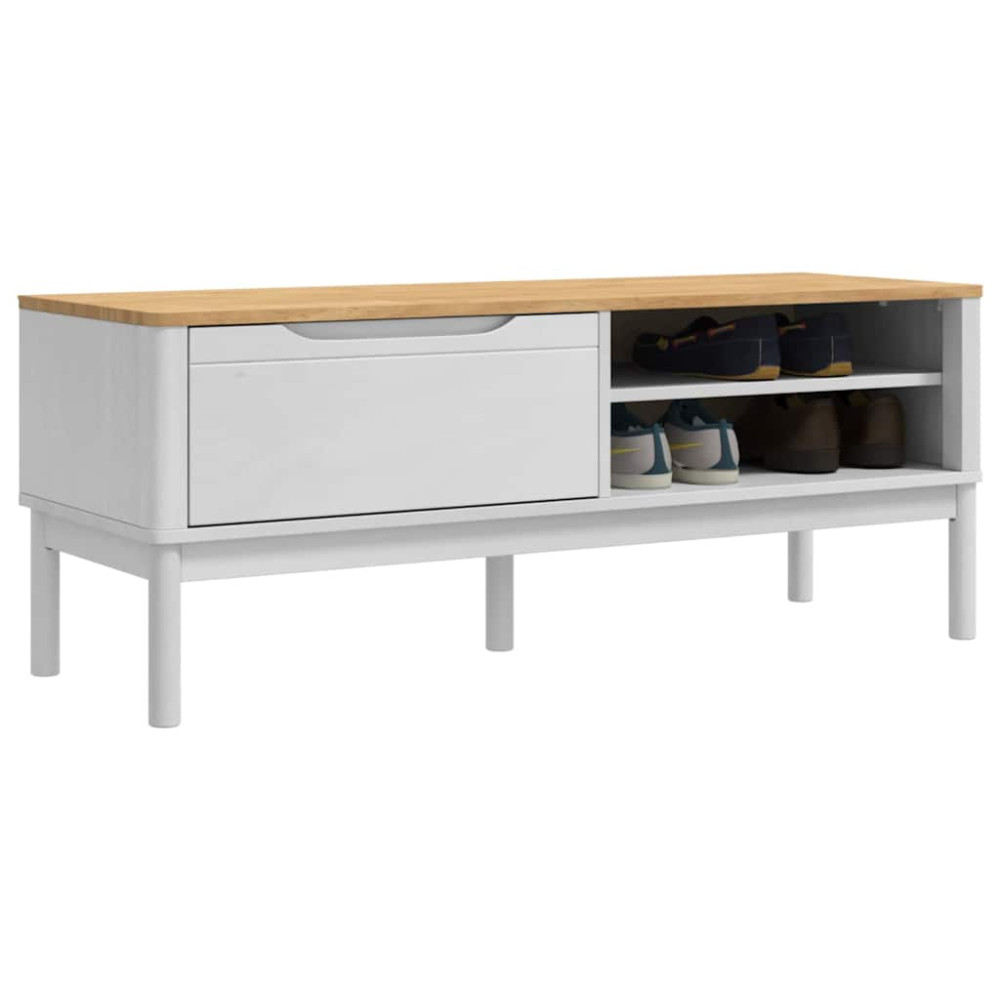 Produktbild för Hallbänk med låda FLORO Vit 115 x 40 x 45 cm Massiv furu