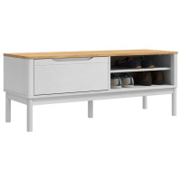 Produktbild för Hallbänk med låda FLORO Vit 115 x 40 x 45 cm Massiv furu