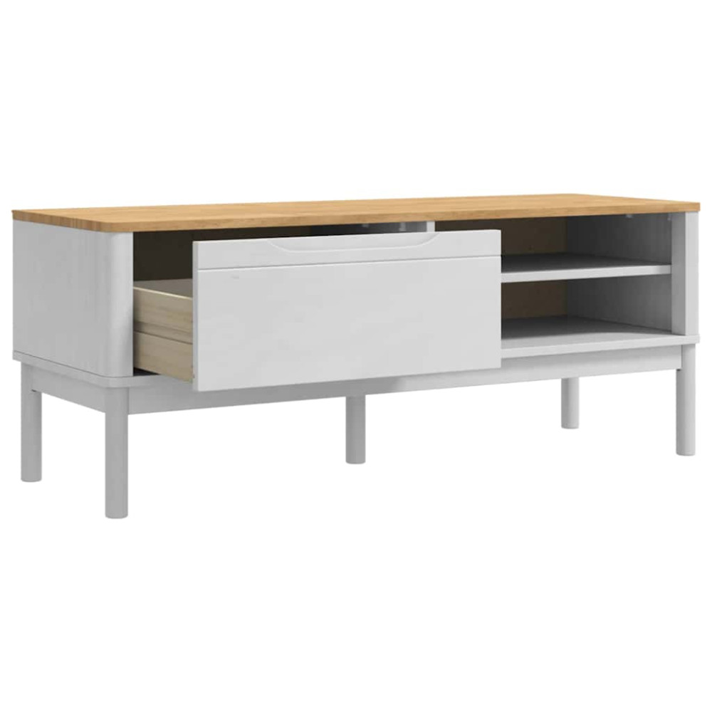 Produktbild för Hallbänk med låda FLORO Vit 115 x 40 x 45 cm Massiv furu