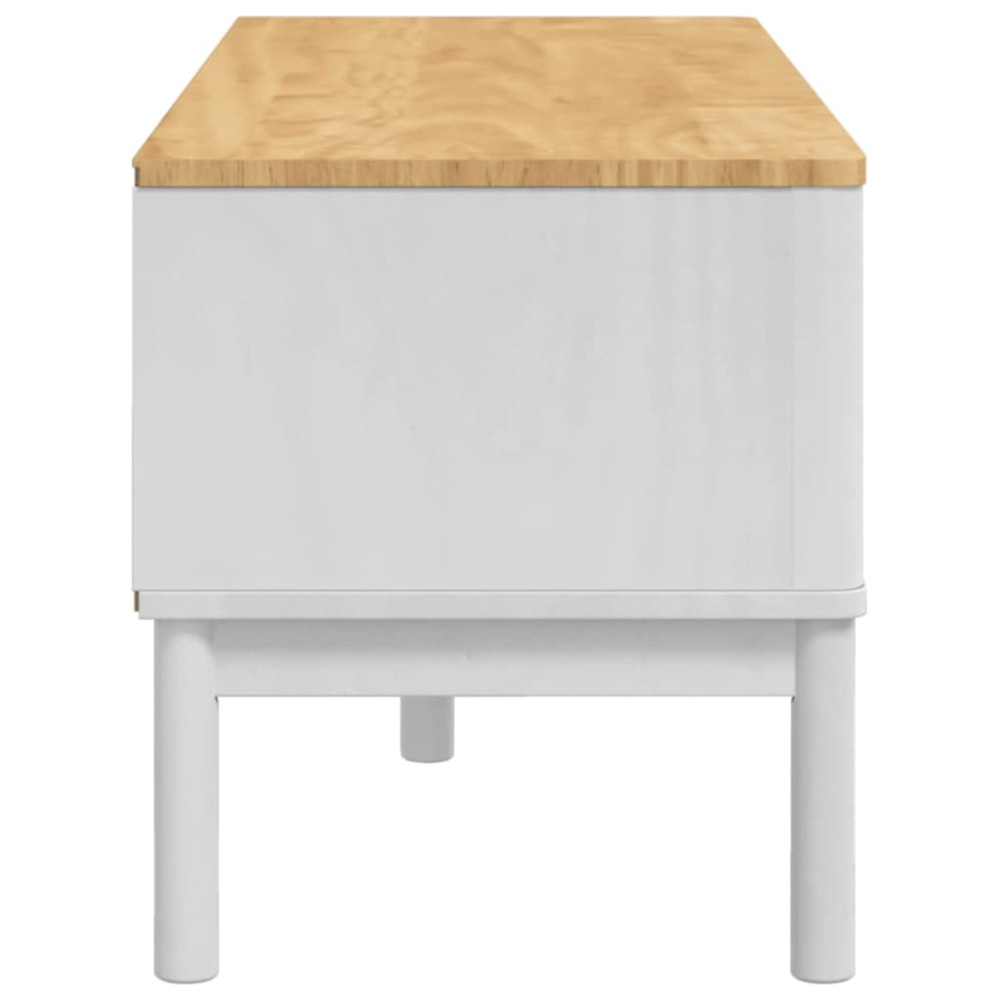 Produktbild för Hallbänk med låda FLORO Vit 115 x 40 x 45 cm Massiv furu
