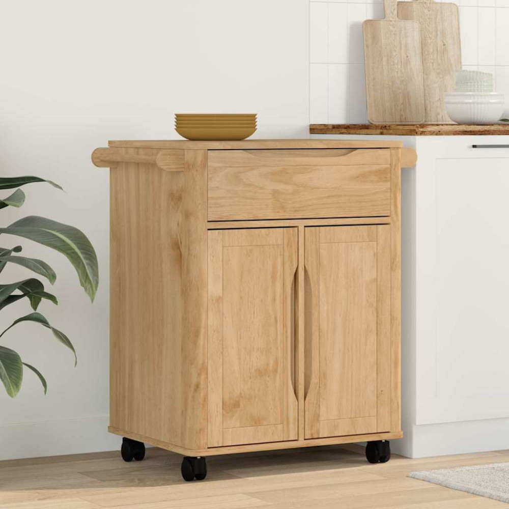 Produktbild för Köksvagn FLORO Vaxbrun 72,5 x 45 x 80 cm Massiv furu