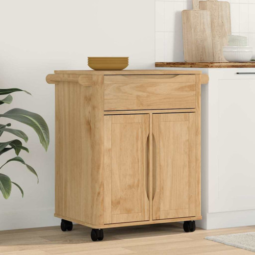 vidaXL Köksvagn FLORO Vaxbrun 72,5 x 45 x 80 cm Massiv furu