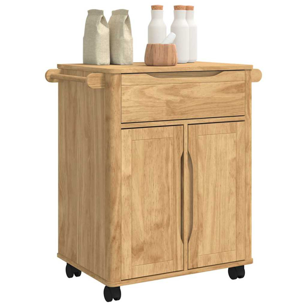 Produktbild för Köksvagn FLORO Vaxbrun 72,5 x 45 x 80 cm Massiv furu