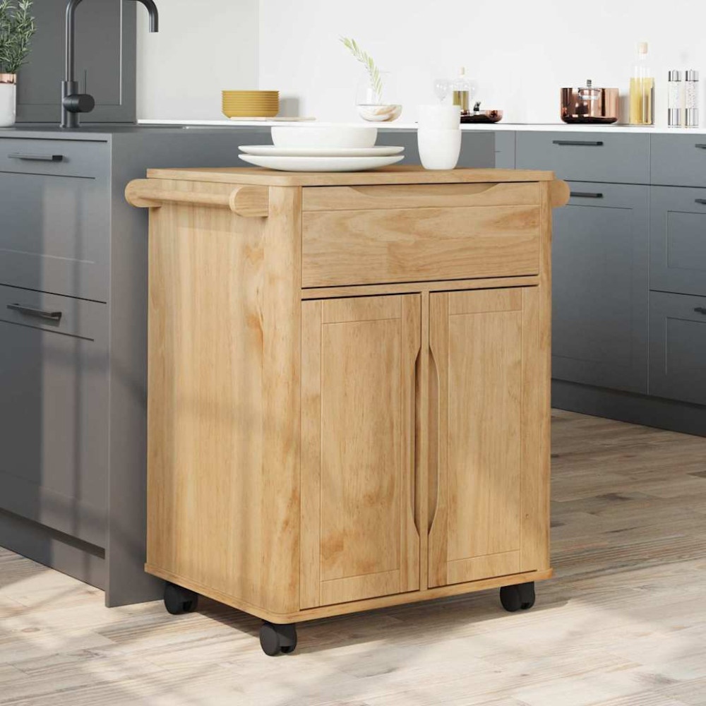 Produktbild för Köksvagn FLORO Vaxbrun 72,5 x 45 x 80 cm Massiv furu