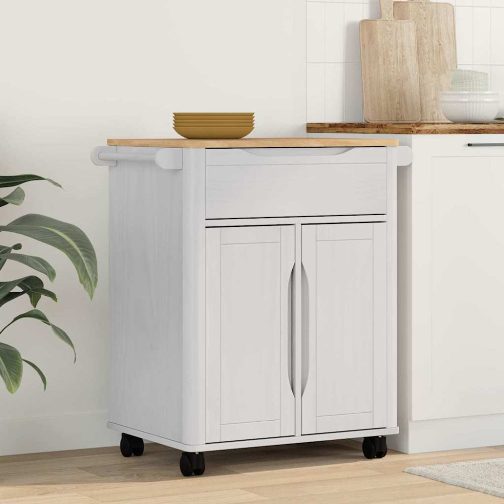 Produktbild för Köksvagn FLORO Vit 72,5 x 45 x 80 cm Massiv furu