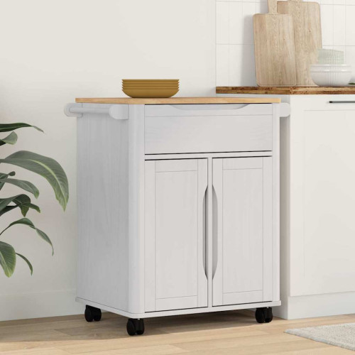 vidaXL Köksvagn FLORO Vit 72,5 x 45 x 80 cm Massiv furu