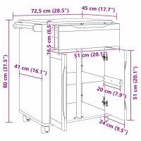 Produktbild för Köksvagn FLORO Vit 72,5 x 45 x 80 cm Massiv furu