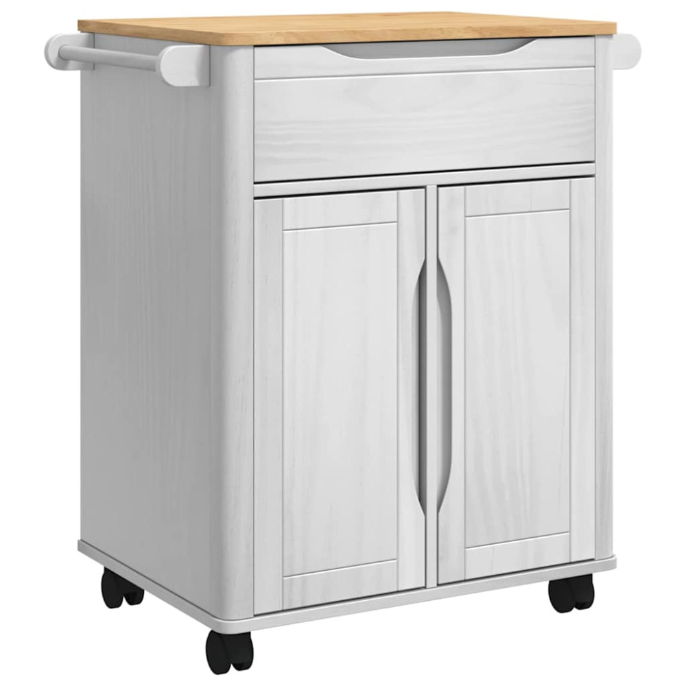Produktbild för Köksvagn FLORO Vit 72,5 x 45 x 80 cm Massiv furu