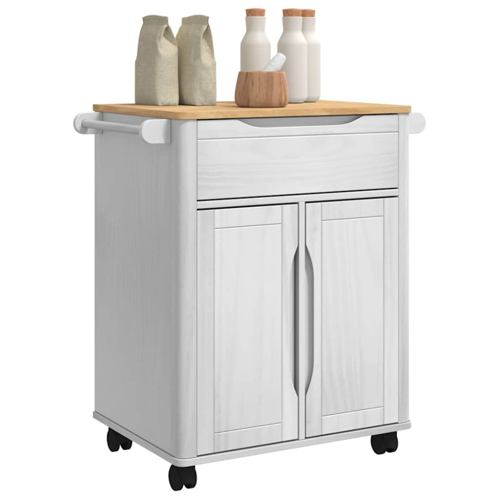 Produktbild för Köksvagn FLORO Vit 72,5 x 45 x 80 cm Massiv furu