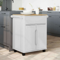 Produktbild för Köksvagn FLORO Vit 72,5 x 45 x 80 cm Massiv furu
