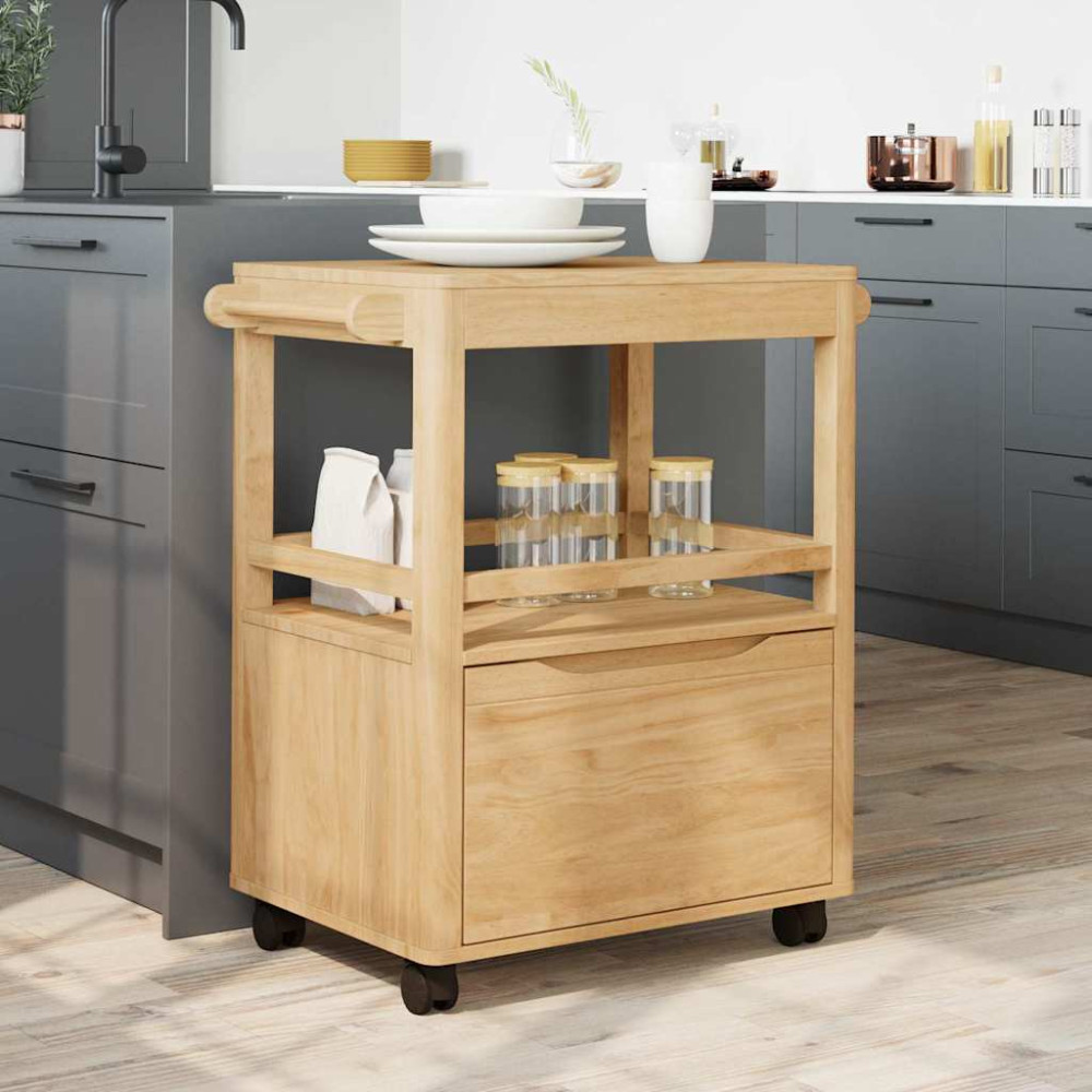 Produktbild för Köksvagn FLORO Vaxbrun 72,5 x 45 x 80 cm Massiv furu
