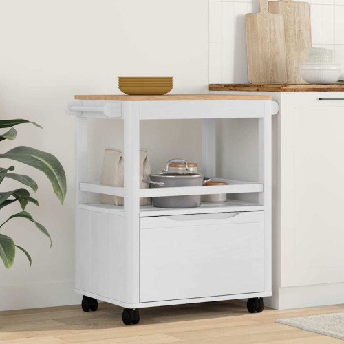vidaXL Köksvagn FLORO Vit 72,5 x 45 x 80 cm Massiv furu