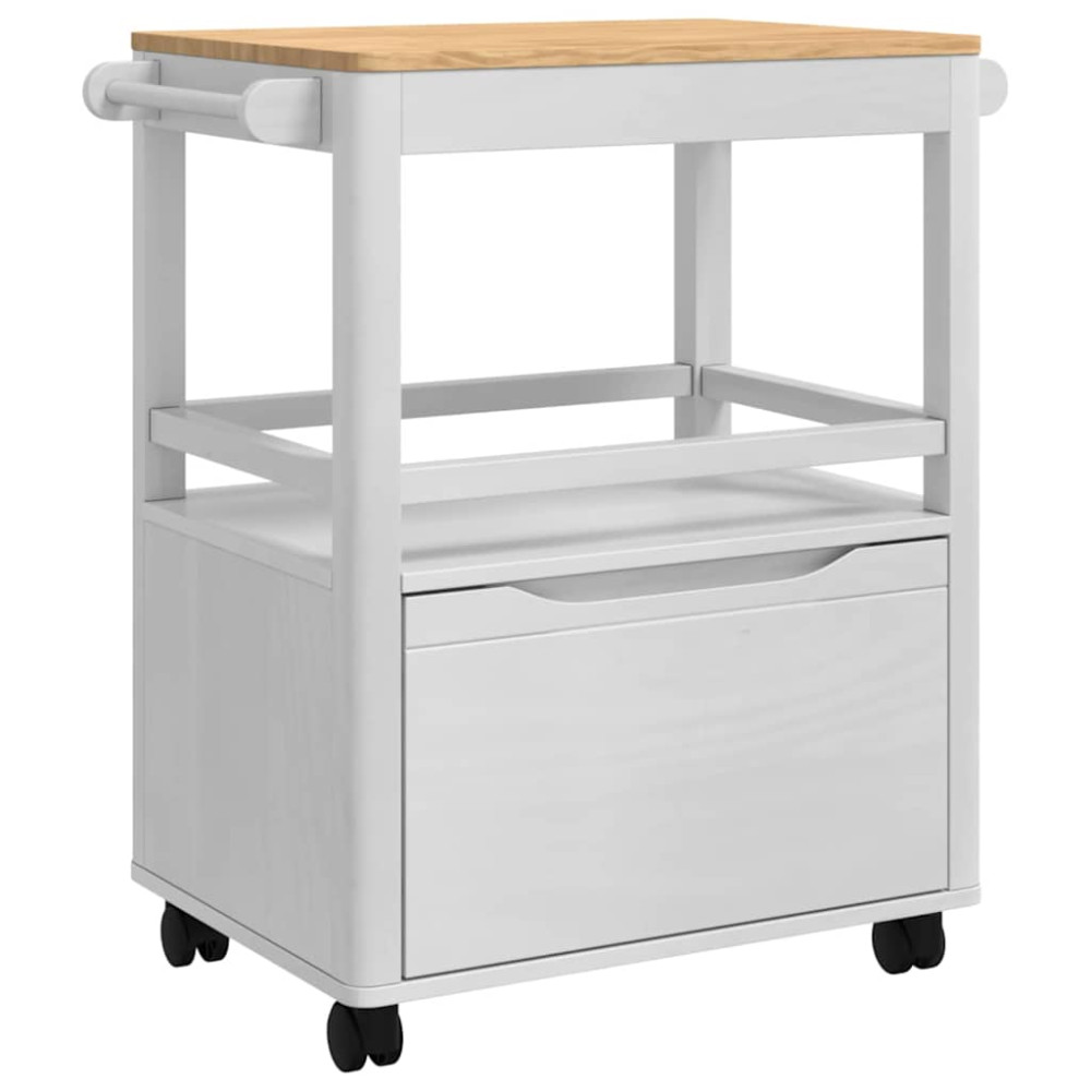 Produktbild för Köksvagn FLORO Vit 72,5 x 45 x 80 cm Massiv furu