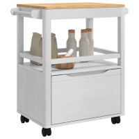 Produktbild för Köksvagn FLORO Vit 72,5 x 45 x 80 cm Massiv furu