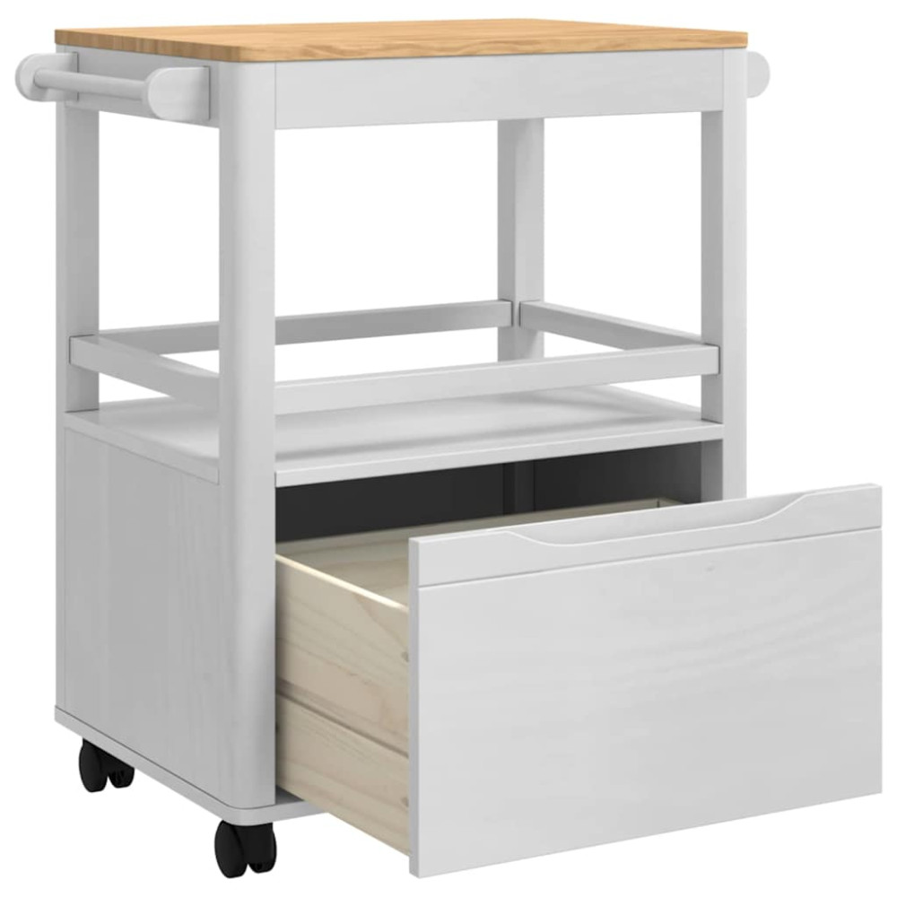 Produktbild för Köksvagn FLORO Vit 72,5 x 45 x 80 cm Massiv furu