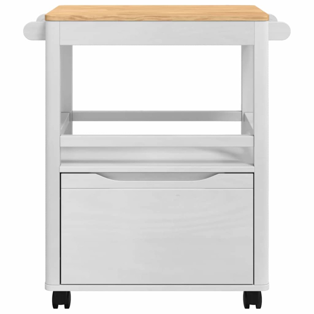 Produktbild för Köksvagn FLORO Vit 72,5 x 45 x 80 cm Massiv furu