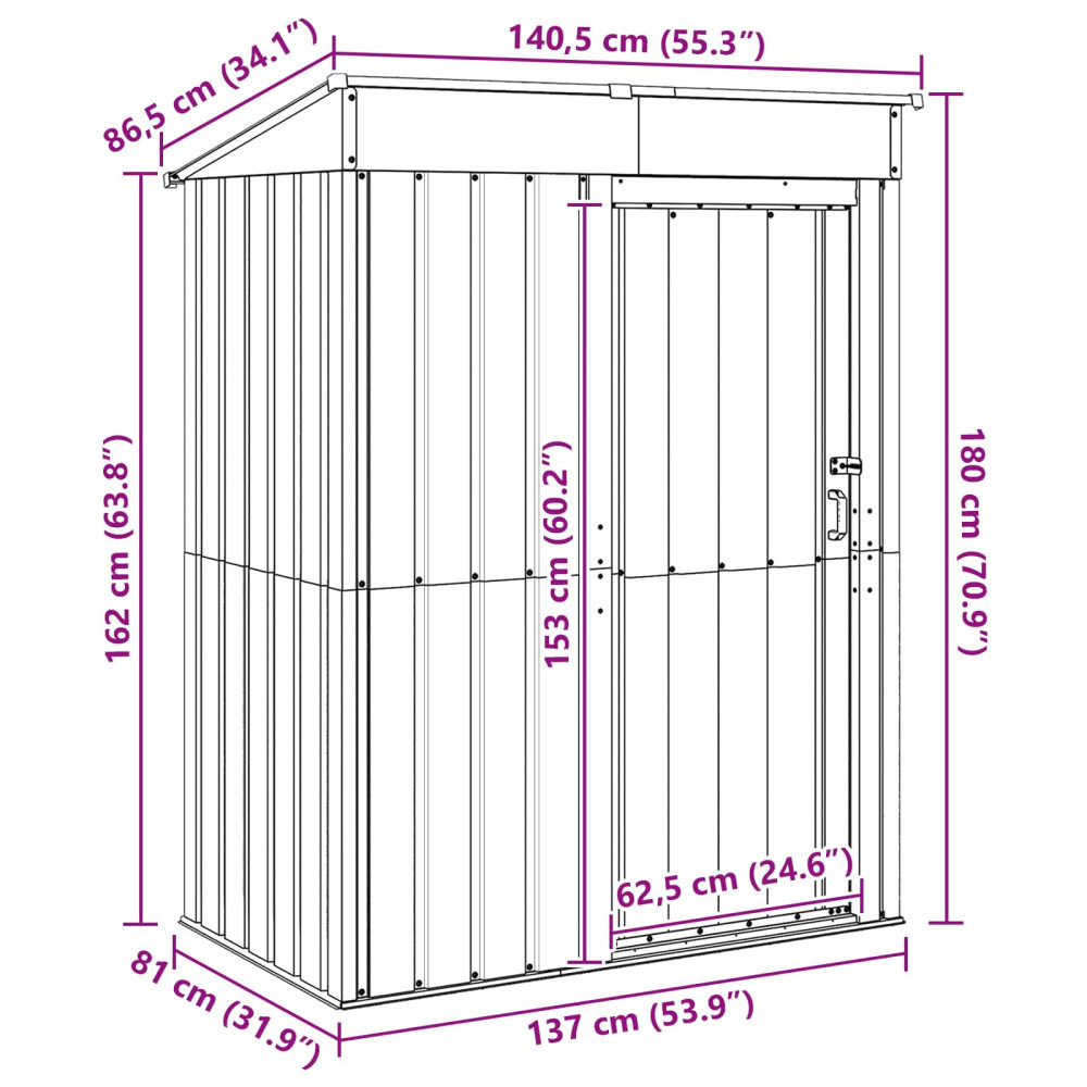 Produktbild för Trädgårdsskjul Antracit 137 x 81 x 180 cm Metall