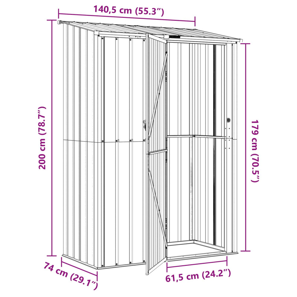 Produktbild för Trädgårdsskjul Antracit 140,5 x 74 x 200 cm Metall