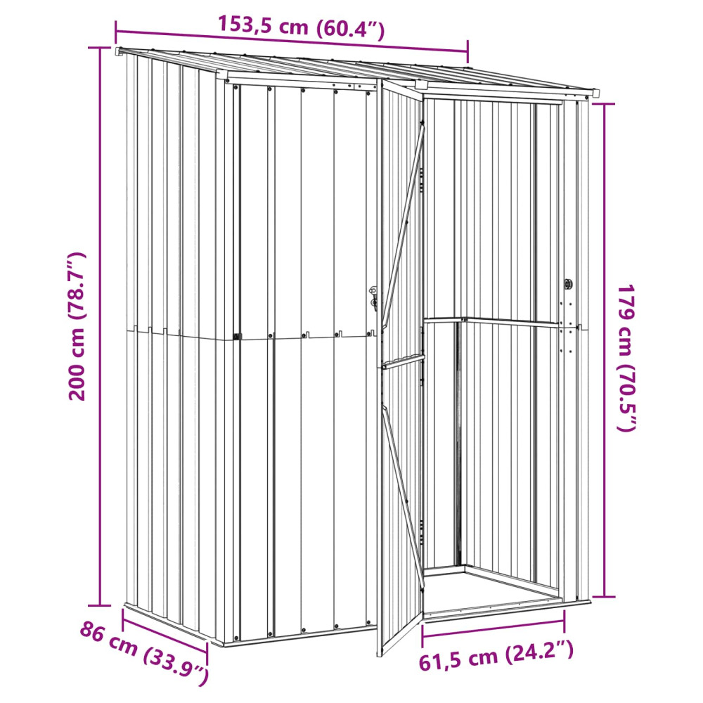 Produktbild för Trädgårdsskjul Antracit 153,5 x 86 x 200 cm Metall
