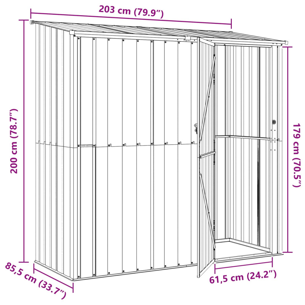 Produktbild för Trädgårdsskjul Antracit 203 x 85,5 x 200 cm Metall