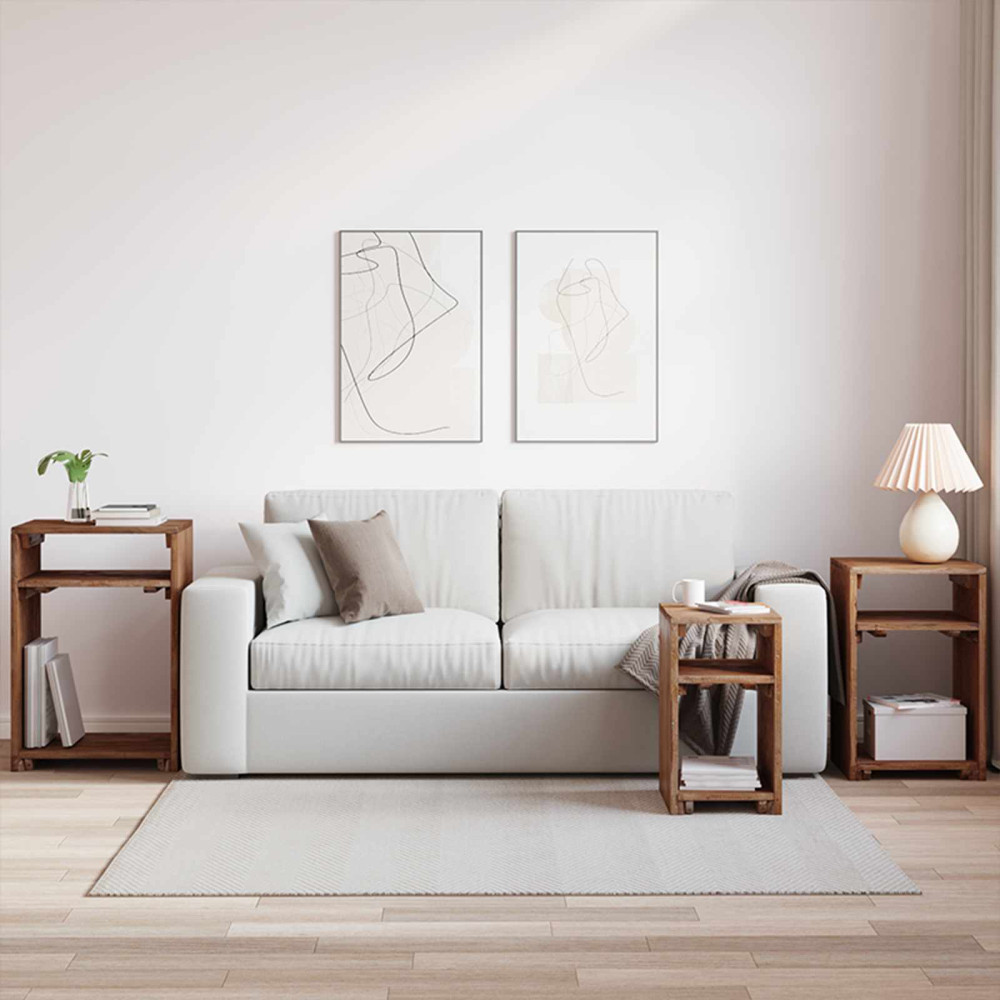 Produktbild för Accentbord med hylla med lagring 3 pcs Brun Massivt mahognyträ