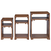 Produktbild för Accentbord med hylla med lagring 3 pcs Brun Massivt mahognyträ