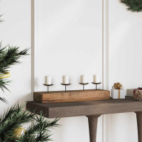 Produktbild för Ljushållare Naturfärg 50 x 15 x 10 cm Massivt teakträ
