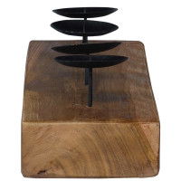 Produktbild för Ljushållare Naturfärg 50 x 15 x 10 cm Massivt teakträ
